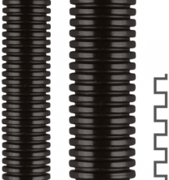 Corrugated hose, inside Ø 16.4 mm, outside Ø 21.2 mm, BR 45 mm, polyamide, black