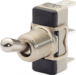 Toggle switch, metal, 1 pole, latching, On-On, 2 A/250 VAC, 1 A/30 VDC, silver-plated, 1016C