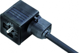 Sensor actuator cable, valve connector DIN shape A to open end, 2 pole + PE, 3 m, PUR, black, 10 A, 31 5234 300 000