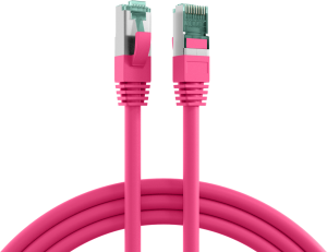Patch cable, RJ45 plug, straight to RJ45 plug, straight, Cat 6A, S/FTP, LSZH, 0.25 m, magenta