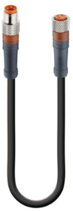 Sensor actuator cable, M8-cable plug, straight to M8-cable socket, straight, 3 pole, 0.23 m, PVC, black, 4 A, 21960