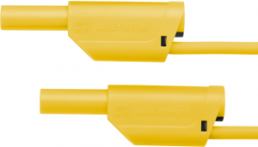Measuring lead with (4 mm plug, spring-loaded, straight) to (4 mm plug, spring-loaded, straight), 2 m, yellow, PVC, 2.5 mm², CAT III