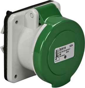CEE surface-mounted socket, 3 pole, 32 A/20-25 V, green, 4 h, IP44, 82920