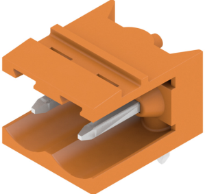 Pin header, 2 pole, pitch 5.08 mm, angled, orange, 1146720000