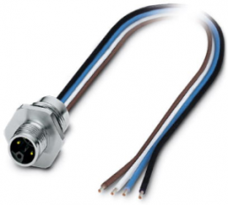 Sensor actuator cable, M12-flange plug, straight to open end, 4 pole, 0.2 m, 12 A, 1425631