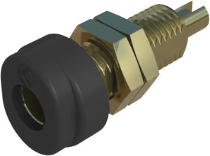 4 mm socket, screw connection, mounting Ø 6 mm, CAT O, black, BUG 10 AU SW