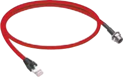 Sensor actuator cable, RJ45-cable plug, straight to M12-cable socket, straight, 4 pole, 3 m, TPE, red, 1.5 A, 934637737