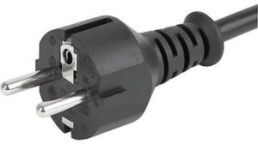Device connection line, Europe, plug type E + F, straight on C13 jack, straight, H05VV-F3G0.75mm², black, 1.5 m