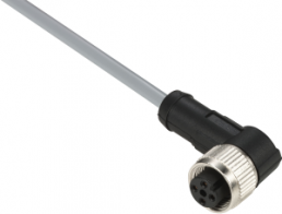Sensor actuator cable, M12-cable socket, angled to open end, 4 pole, 10 m, PVC, black, 3 A, XZCPV12V12L10