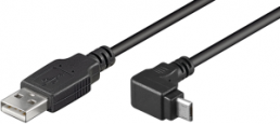 USB 2.0 Adapter cable, USB plug type A to micro USB plug type B, 1.8 m, black