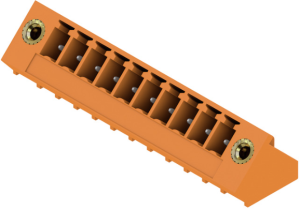 Pin header, 10 pole, pitch 3.81 mm, angled, orange, 1976820000
