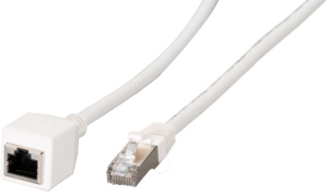 Extension cable, RJ45 plug, straight to RJ45 socket, straight, Cat 6A, S/FTP, LSZH, 2 m, white