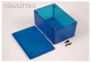 ABS enclosure, (L x W x H) 123 x 83 x 60 mm, blue/transparent, IP54, 1591XXTTBU