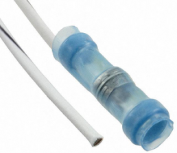 Butt connector with heat shrink insulation, 0.61 mm², AWG 20, transparent blue, 16.5 mm