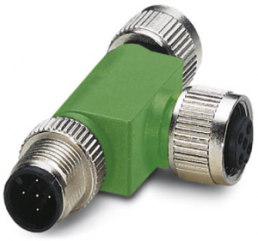 Adapter, M12 (5 pole, socket/plug) to M12 (5 pole, socket), T-shape, 1519723