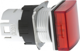 Signal light, waistband square, red, front ring black, mounting Ø 16 mm, ZB6CV4