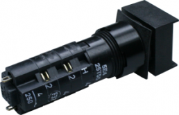 Pushbutton switch, 4 pole, black, illuminated , 4 A/230 V, mounting Ø 16.2 mm, IP65, 1.15.108.377/0000