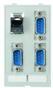 Data module, 3 x D-Sub plug, 9 pole/RJ-45 socket to 3 x D-Sub plug, 9 pole/RJ-45 socket, 39500030129
