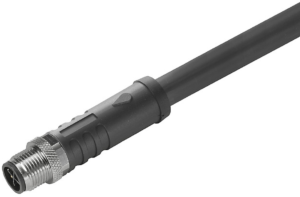 Sensor actuator cable, M12-cable plug, straight to open end, 4 pole, 1.5 m, PUR, black, 12 A, 2050230150