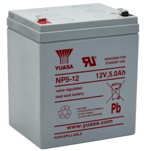Lead-battery, 12 V, 5 Ah, 90 x 70 x 102 mm, Fastonplug 4.8 mm
