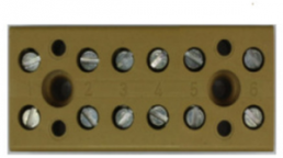 Terminal block, 6 pole, 4.0 mm², clamping points: 12, yellow, screw connection, 32 A