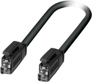 Patch cable, SPE cable plug, straight to SPE cable plug, straight, Cat B, S/FTP, TPU, 3 m, black