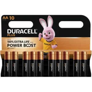 DURACELL PLUS POWER BOOST AA10 Duracell Round Cells, 9V Blocks