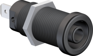 4 mm socket, flat plug connection, mounting Ø 12.2 mm, CAT IV, black, 66.9665-21