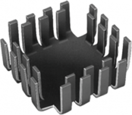 Finger shaped heatsink, 42 x 42 x 17 mm, 6.8 K/W, black anodized