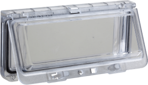 Plastic window with hinged transp. cover, for enclosure. IP 65, L78 x W95 x D25mm.