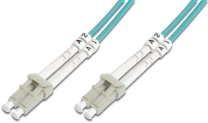 FO patch cable, LC to LC, 15 m, OM3, multimode 50/125 µm