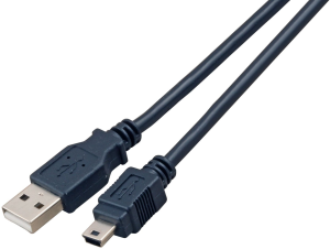 USB 2.0 connecting cable, USB plug type A to mini USB plug type B, 0.5 m, black