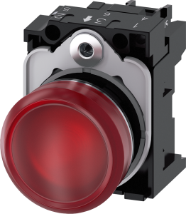 Indicator light, 22 mm, round, metal, high gloss,red, lens, smooth, 230 V AC