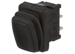 Rocker switch, black, 1 pole, (On)-Off, SPNO, 16 A/125 VAC, 10 A/250 VAC, IP65, unlit, unprinted