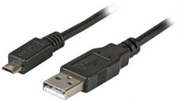USB 2.0 connection cable, USB plug type A to USB plug type B, 1 m, black