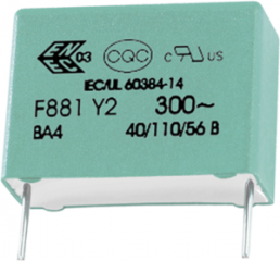 MP film capacitor, 47 nF, ±20 %, 1 kV (DC), PP, 10 mm, F881AK472M300C