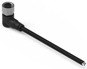 Sensor actuator cable, M12-cable plug, angled to open end, 4 pole, 2 m, PVC, black, 5 A, 643642120304