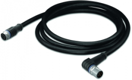 Sensor actuator cable, M12-cable socket, straight to M12-cable plug, angled, 3 pole, 1 m, PUR, black, 4 A, 756-5402/030-010