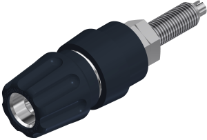 Pole terminal, 4 mm, black, 30 VAC/60 VDC, 63 A, solder connection, nickel-plated, PKNI 20 B SW