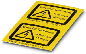 Warning sign, symbol: lightning, (L x W) 32 x 32 mm, polyethylene, 1004513