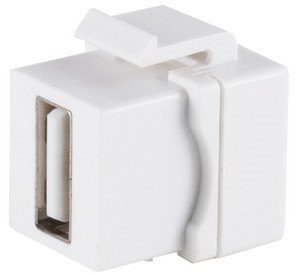 USB keystone connector, USB socket type A 2.0 to USB socket type A 2.0, straight, short