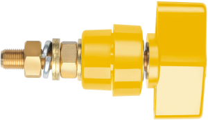 Pole terminal, 4 mm, yellow, 1000 V, 100 A, screw connection, nickel-plated, POL 102 / GE