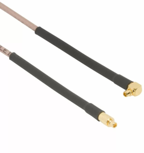Coaxial Cable, MMCX plug (angled) to MMCX plug (straight), 50 Ω, RG-316, grommet black, 610 mm, 265103-01-24.00