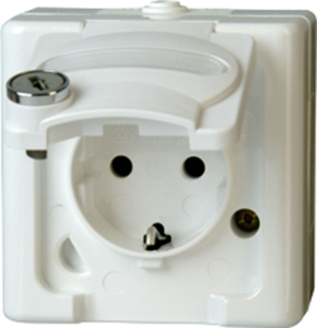 Surface mount german schuko-style socket, white, 16 A/250 V, Germany, IP44, 103402000