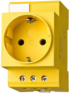 Control cabinet outlet, yellow, 16 A/250 V, Germany, IP20, 07.98.01