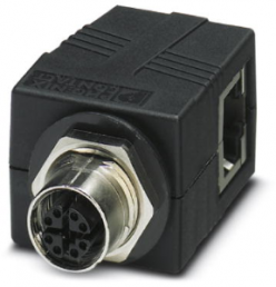 Adapter, M12 (8 pole, socket) to RJ45 (8 pole, socket), angled, 1404548