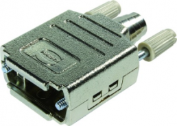 D-Sub connector housing, size: 1 (DE), straight 180°, cable Ø 11.5 mm, thermoplastic, shielded, silver, 09670090425