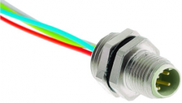 Sensor actuator cable, M12-flange plug, straight to open end, 4 pole, 0.5 m, PA, 4 A, 21033711403