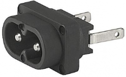 Plug C8, 2 pole, Insert mounting, solder connection, white, 3-100-666