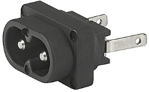Plug C8, 2 pole, Insert mounting, PCB connection, black, 6160.0044